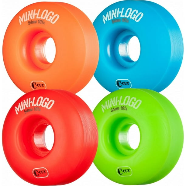 Mini Logo C-Cut Green / Red / Blue / Orange Skateboard Wheels - 54mm 101a  (Set of 4), MINI LOGO C-CUT 54mm 101a Assorted Colors GRN RED BLU ORG 