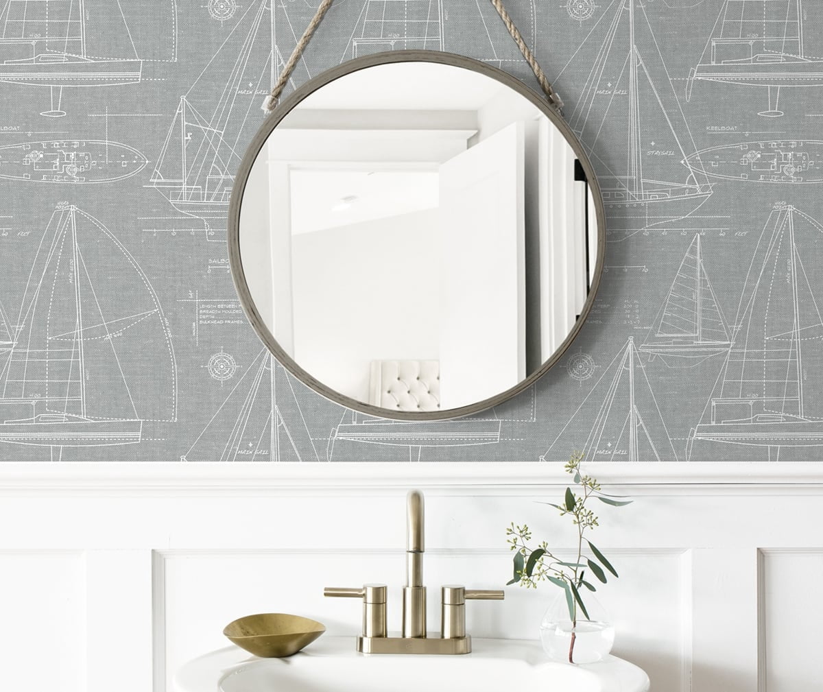 NextWall Gray Yacht Club Peel and Stick Wallpaper