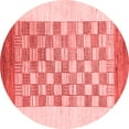 thumbnail image 1 of Ahgly Company Machine Washable Indoor Round Checkered Red Modern Area Rugs, 5' Round, 1 of 4