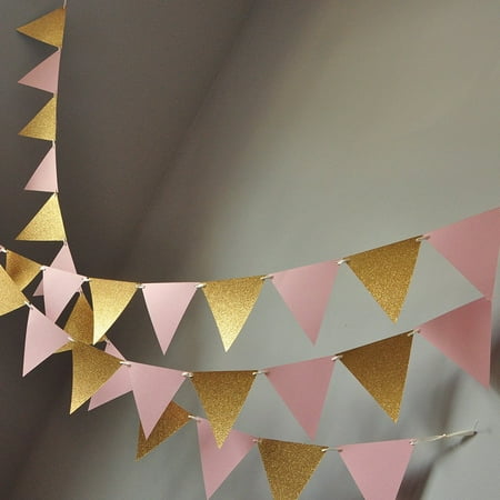 Team Photo Pennant - Bunting Banner for Pink and Gold Party Decor. Ships in 1-3 Business Days. Pennant Banner. Photo Backdrop.