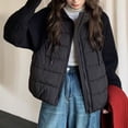 thumbnail image 5 of Women's Oversized Quilted Coats, Knit Sleeve Patchwork Jackets Thick Warm Cotton Padded Jacket Winter Outwear Coat with Pockets Black M, 5 of 7