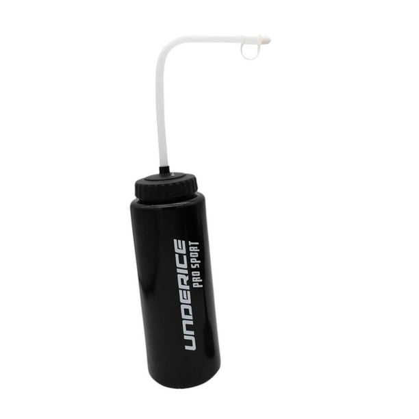 Botella de agua deportiva para mujeres y hombres, botella exprimible de 1 litro con larga para correr, béisbol, hockey, boxeo, actividades al Negro