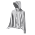 thumbnail image 4 of Bosfbaoi Women's Hooded Full Zip Long Sleeve Sun Protection Jacket, Ultra-Lightweight Breathable Quick Dry Outerwear, Mask Integrated Thumbhole Coat for Outdoor Hiking Daily, 4 of 7