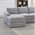 thumbnail image 3 of Granite Morgan Fabric Plush Cushion Couch 5pc Modular Sectional Set 1x Corner Wedge 2x Armless Chairs 2x Ottomans Living Room, 3 of 9
