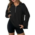 thumbnail image 2 of BODOAO Women Tops Quarter Zip Fall Winter Spring Tunic Casual Oversized Sweatshirt Knit Long Sleeve Lapel Half Zip Sweatshits Loose Waffle Knitted Pullover Sweatshirt V Neck Fall Outfit 2025 Black Xxl, 2 of 8