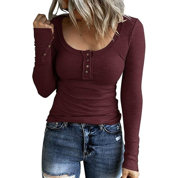 Turilly Women's Coats and Jackets Women's Casual Color Buttons Long Sleeve V-Neck Loose Shirt Blous