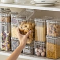 thumbnail image 7 of Clearance Food Storage under $7 4 Size Single Clear Plastic Storage Jars Vacuum Proof Fresh Storage Airtight Jars Kitchen Airtight Jars With Lids Proof Crispers Freezer Bag Storage Organizer Air, 7 of 7