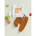 thumbnail image 2 of Infant Baby Halloween Clothes Letter Print Long Sleeve Crewneck Sweatshirt Tops Long Pants Set, 2 of 8