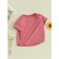 thumbnail image 3 of Bslissey Little Girls Short Sleeve Tops Solid Color Crew Neck T-Shirt Toddler Casual High Low Hem Tee Kids Basic Daily Pullovers 9M 12M 18M 24M 3T 4T 5T 6T 7T, 3 of 9