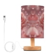 thumbnail image 2 of Lamp Printed Gifts Table Lamp USB Bedside Desk Nightstand Lamp Wood Base for Bedroom Living Room Office Desk College Dorm Pink Rose with Red Heart-shaped, 2 of 7