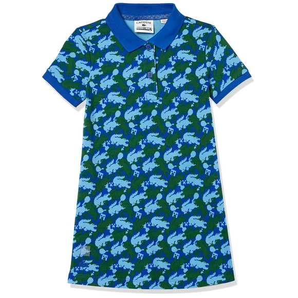 Lacoste mens Short Sleeve Minecraft All Over Print Polo Dress, Cosmic/Forest Green-ethereal, 3T US