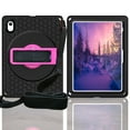 thumbnail image 3 of Kidsproof Case for iPad 10th Gen 10.9" 2022, Allytech Military Grade Shockproof Protective Case with Adjustable Hand Strap/ Shoulder Strap Rotatable Kickstand Case for iPad 10 2022, Black + Rose, 3 of 10