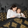 thumbnail image 4 of meiyoeat vintage Damask Floral King Size Comforter Sets,Baroque Flowers Pattern Comforters King Size,Black Reversible,3-Piece,1 Comforter and 2 Pillowcases, 4 of 7