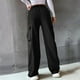 thumbnail image 3 of 1 pantalón ancho de cintura alta, negro, S., 3 of 6