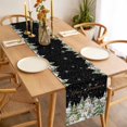 thumbnail image 3 of Christmas Table Runner 60 Inches Long Farmhouse Dress Scarves, Winter Xmas Trees Snowflakes Country Cabin Black Dining Tablerunner for Coffee Table/Kitchen Island/Party Décor, 13" x 60", 3 of 8