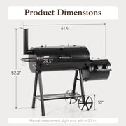 Alpha Joy Heavy Duty BBQ Charcoal Grill with Offset Smoker Overlarge 941 sq.in. Cooking Area