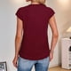 thumbnail image 5 of Camiseta de Corta con Cuello Redondo y Fruncido para Mujer, Color Rojo Vino, Talla M, 5 of 6