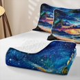 thumbnail image 4 of jejeloiu Tropical Sunset Bed Spread Queen,Beach Palm Print Queen Coverlet Set For Boys,Multicolor,3pcs, 4 of 7