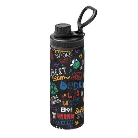 

Uemuo Basketball 18OZ Insulated Kettle Sports Water Bottle Stainless Steel Kettle Vacuum Insulated Flask Flip Lid Travel Mug