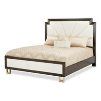 Michael Amini Belmont Place Queen Upholstered Bed - Cream/Espresso