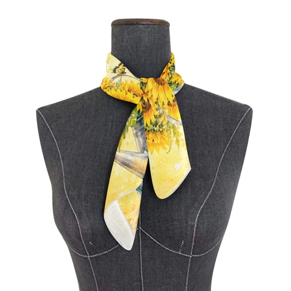 Square Scarf 24x24 Inch Floral Watering Can Artwork Silky Satin Sun Protection Neck Scarf for Women Multi-Purpose Head Wrap Bandana for Hair Bag Decoration