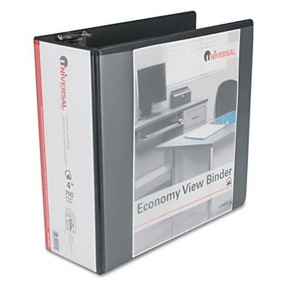 Universal  Economy D-Ring Vinyl View Binder  4'' Capacity  Black