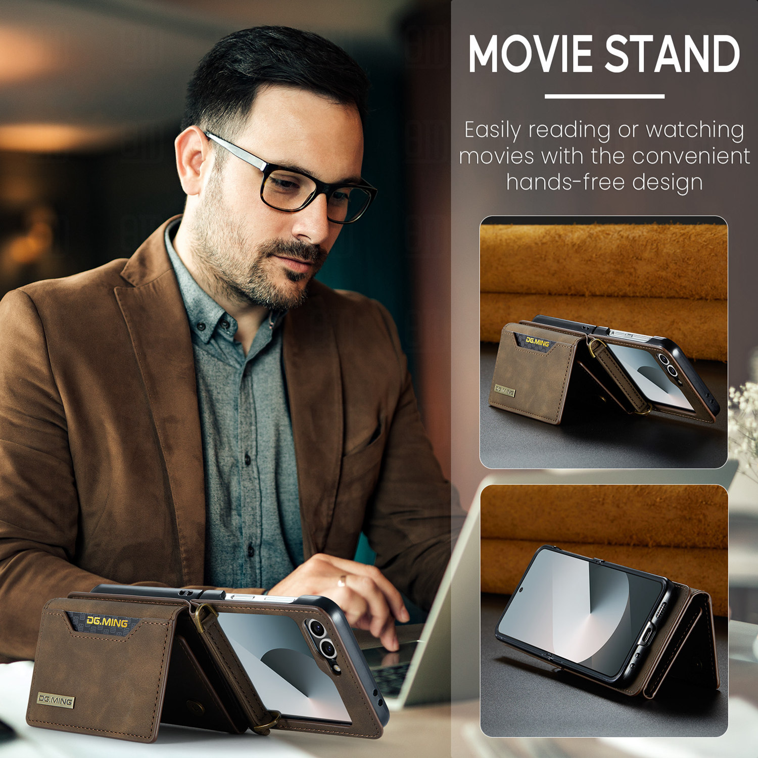 ETFAST Leather Phone Case For Samsung Galaxy Z Flip 6 Wallet Leather Case with Card Holder Leather Phone Case Shockproof Protective Cover