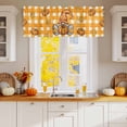 thumbnail image 2 of Fall Gnome Valances for Windows, 54 x 18in, Pumpkin Maple Leaf Yellow Plaid Rod Pocket Kitchen Valance Curtain Light Filtering Window Treatments for Living Room Bedroom, 1 Panel, 2 of 7