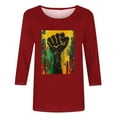 thumbnail image 4 of ibuvkizy Womens Black History Month 3/4 Sleeve T-shirts Ladies' Black Month Fashion Printed Round Neck 3/4 Sleeve T-shirt Loose Top,Red,XXXL, 4 of 4