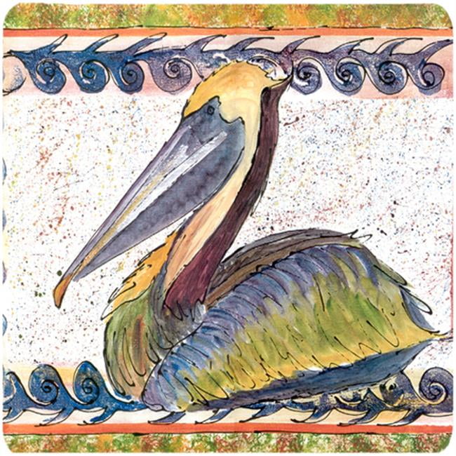 Carolines Treasures 8057FC Bird-Pelican Foam Coasters Set of 4 Multicolor 3.5 H x 3.5 W 