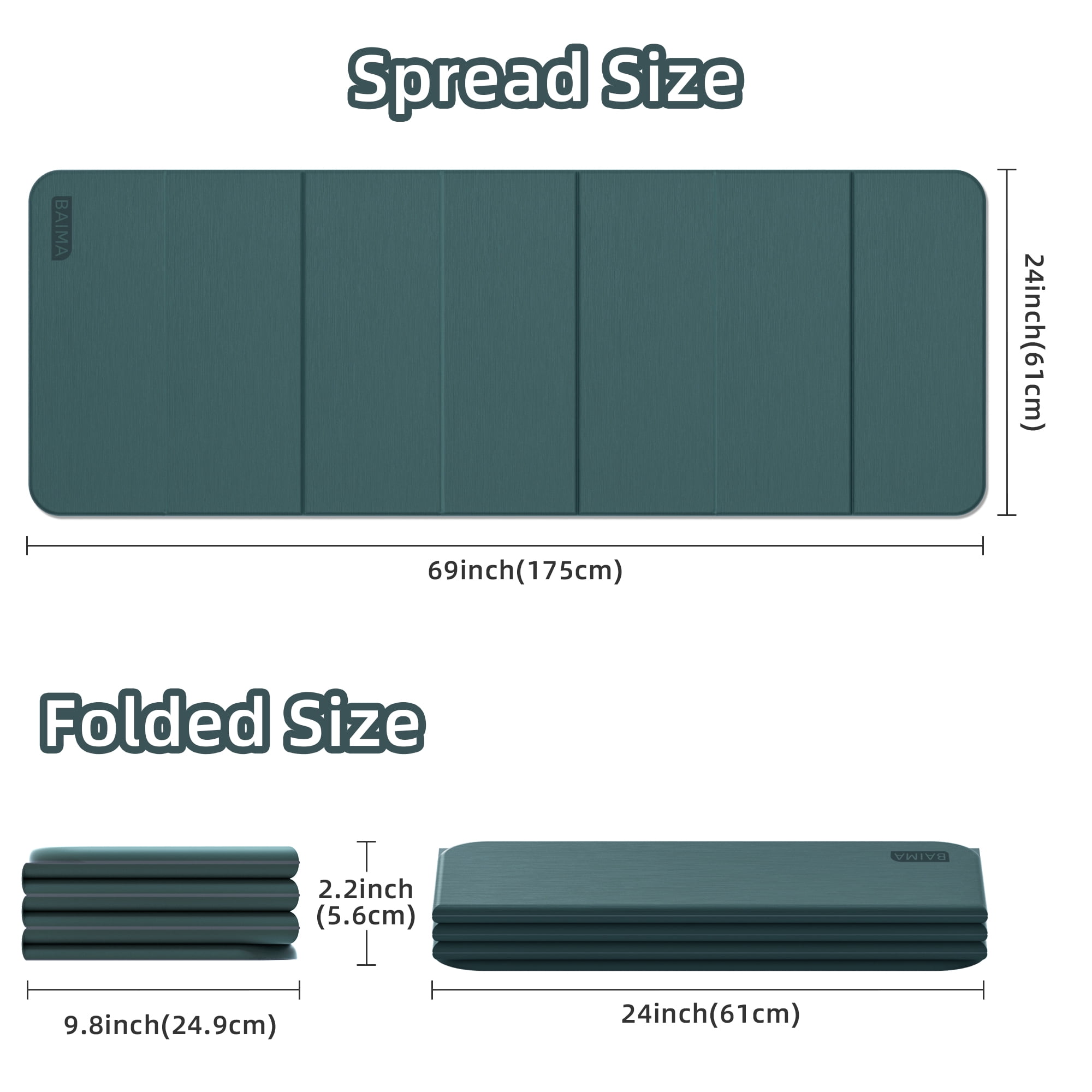 BAIMA Travel Yoga Mat 8 mm Thick, Multicolor Workout Mats for Home Gym,Portable for Camping or Travel Exercise Mat(Green & Grey)