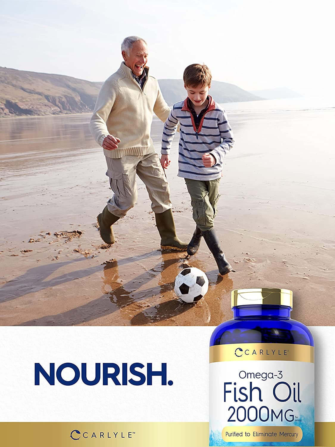 Fish Oil 2000mg | 320 Softgels | 600mg Total Omega 3 | Non-GMO & Gluten Free | by Carlyle