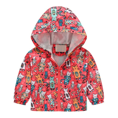 

Juebong Winter Soft Coats For Infant Baby Cartoon Print Hooded Jacket Padded Parka Toddler Outerwear Toddler Boys / Girls Cute Hoodie Warm Thick Coat Gifts for 7-8 Years Pink
