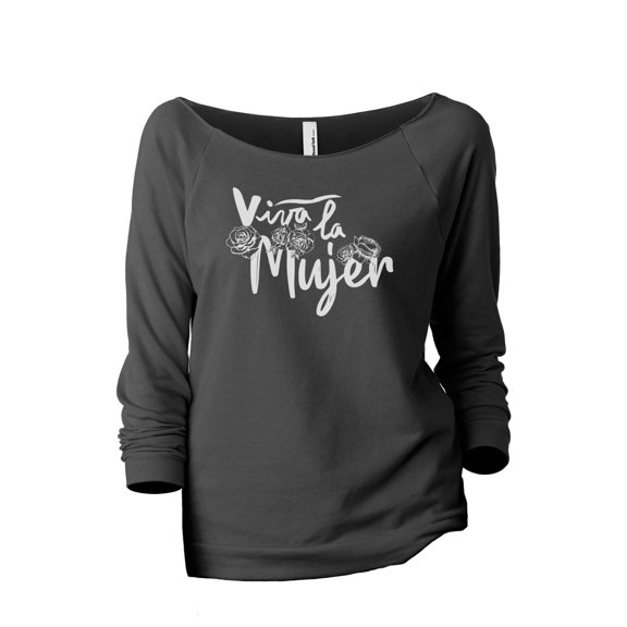 Viva La Mujer Women's Fashion Slouchy 3/4 Sleeves Raglan Lightweight Sweatshirt Gunmetal 2X-Large
