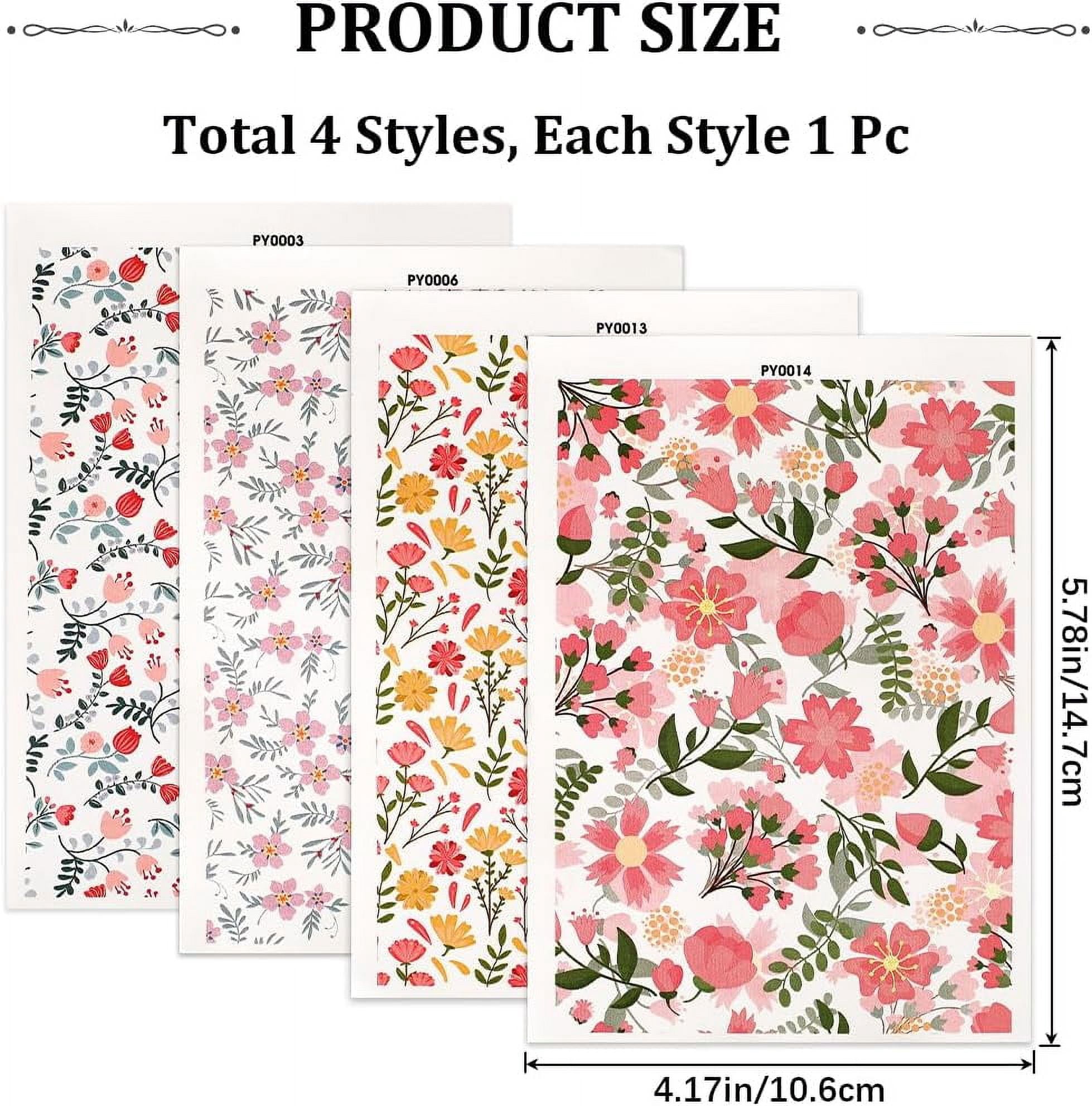 1 bag 20 Sheets 4 style Flower Pattern Ceramics Clay Water Transfer Paper Underglaze Transfer Decals for DIY Earrings Pendants Hair Clip Mixed color 147x106x0.2mm 5 sheets/style