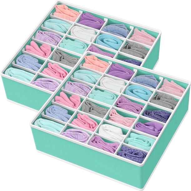 Organizador de calcetines para armario, artículos sencillos para el hogar, paquete de 2, color turquesa