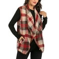thumbnail image 6 of SAYFUT Womens Turn-Down Collar Sleeveless Vest Plaid Hem Drape Open Front Cardigan Sweater Vest  S-2XL, 6 of 6