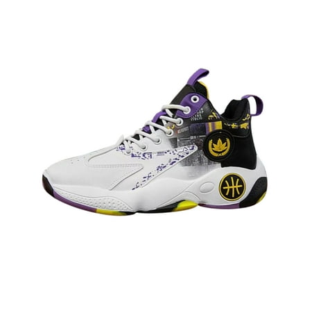 

Avamo Mens Basketball Shoes Lace-Up High-Top Sneaker Durable Sneakers Gym Running Shoe Sports Comfortable Slip Resistant White Purple 9