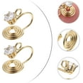 thumbnail image 3 of 2pcs Clip on Earring Converter Crystal Coil Earring Clip Backs Painless Copper Earring Components Components for DIY Non Pierced Ears Earring Accessories 4MM Golden, 3 of 5
