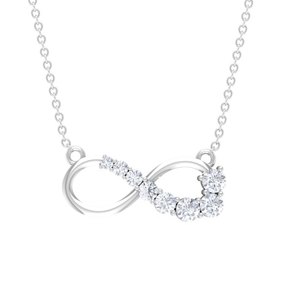 Rosec Jewels Natural Diamond Infinity Necklace for Women - Love Knot Necklace - HI-SI Grade - Ready to Gift for Valentines Day, 925 Sterling Silver