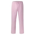 thumbnail image 5 of Linen Straight Leg Pants for Women, Lace Up Front Casual Trousers with Elastic Waist, Spring Summer Wide Leg Work Pants, Professional Style Gifts | CSEONE,Pink L, 5 of 9