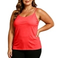 thumbnail image 2 of Inverlee Women's Cotton Plus Size Scoop Neck Cami Tank Top Thin Strap Sleeveless Basic Camisole Red XXXXXXXL, 2 of 9