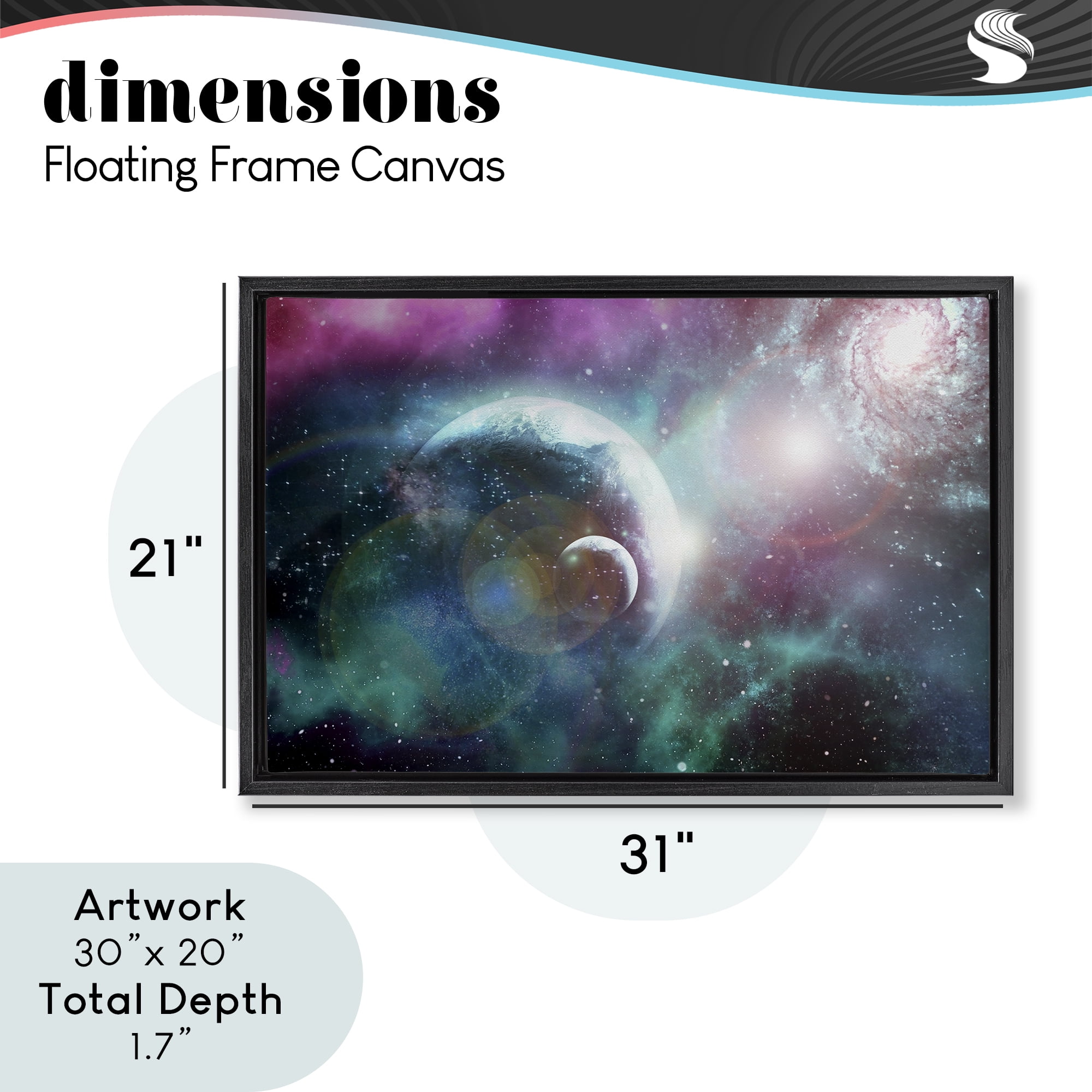 Eclipsing Cosmos Planets Black Framed Floater Canvas Wall Art, design by Ali Chris