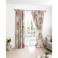 thumbnail image 3 of Peach Blackout Curtains for Bedroom/Living Room, Thermal Insulated Kitchen Curtains, Spring Floral Green Leaf Botanical Pink Fruit Rustic Grommet Darkening Window Treatment Drapes 42"x63"x2, 3 of 8
