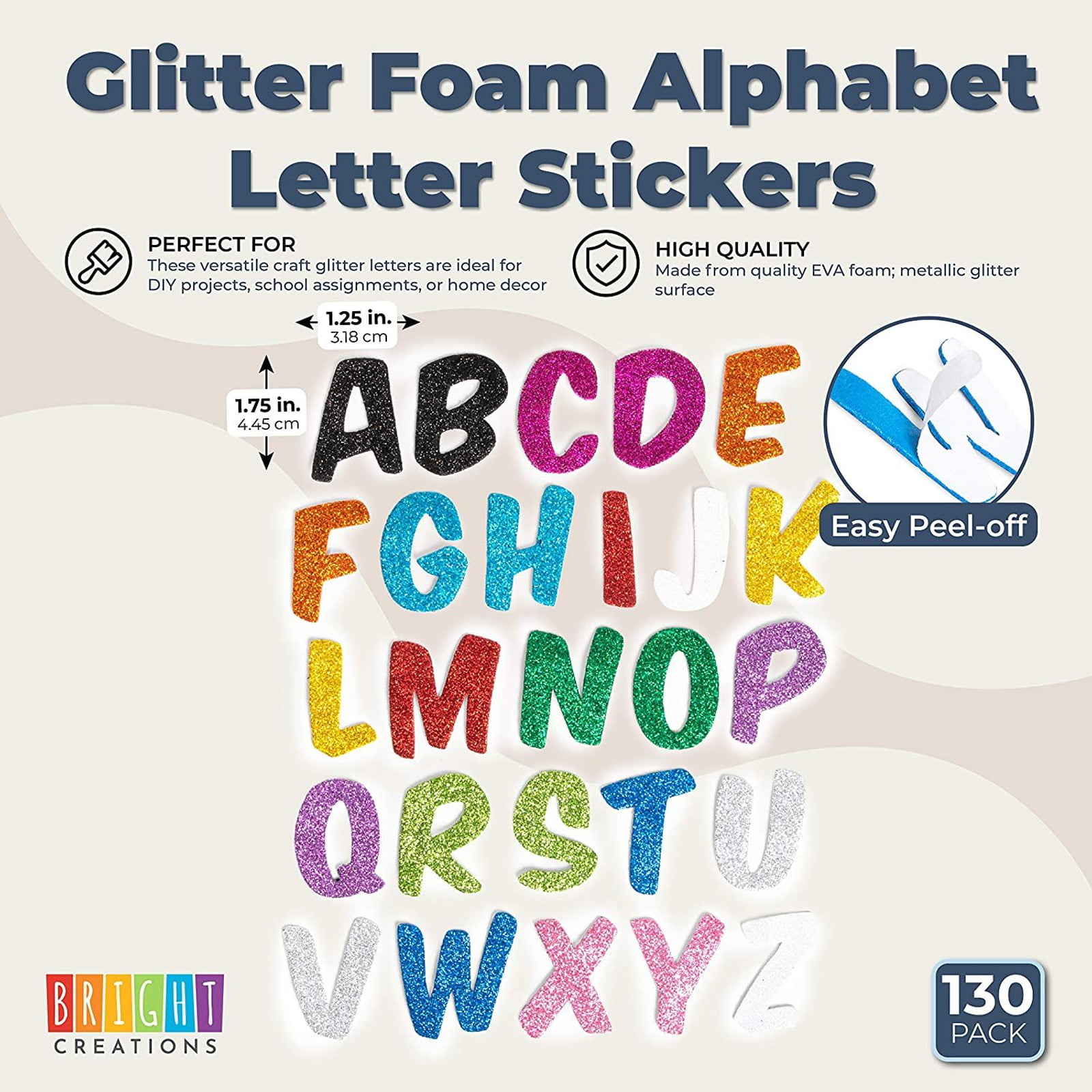 Glitter Foam Letter Stickers, Wall Letters Kindergarten