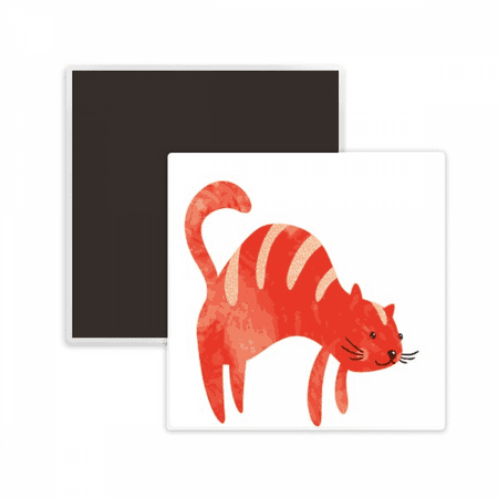 

Red Sling Fat Cat Animal Watercolor Square Ceracs Fridge Magnet Keepsake Memento