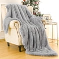 thumbnail image 7 of TWINNIS Super Soft Shaggy Long Faux Blanket, Washable Warm Throw Blanket for Couch Sofa Chair,50"x60",Light Gray, 7 of 7
