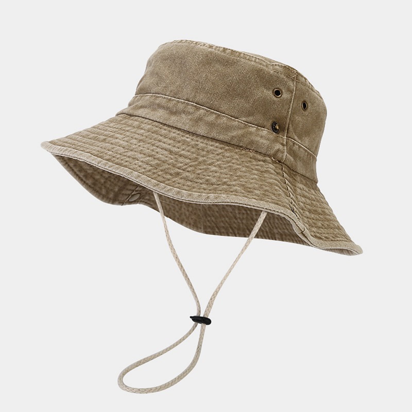 Unisex Bucket Hats Sun Hat Wide Brim Foldable Adjustable Rope Mesh  Breathable Fisher Hiking For Men Women Khaki 