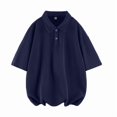 thumbnail image 6 of Afuyipoi Men's Polo Shirt,Short Sleeve Large Size Fashionable Loose Lapel Tees Navy 5XL, 6 of 6