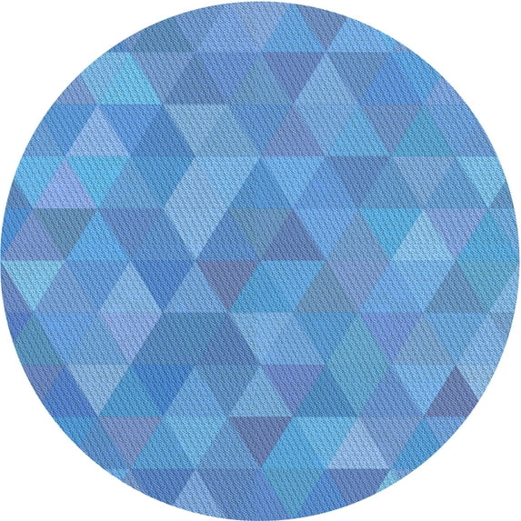 Ahgly Company Machine Washable Indoor Round Transitional DodgerBlue Area Rugs, 6' Round